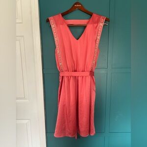 Forever 21+ Pink V Cut Dress W/ Pockets, Elastic Waistband and Tie Size 2X
